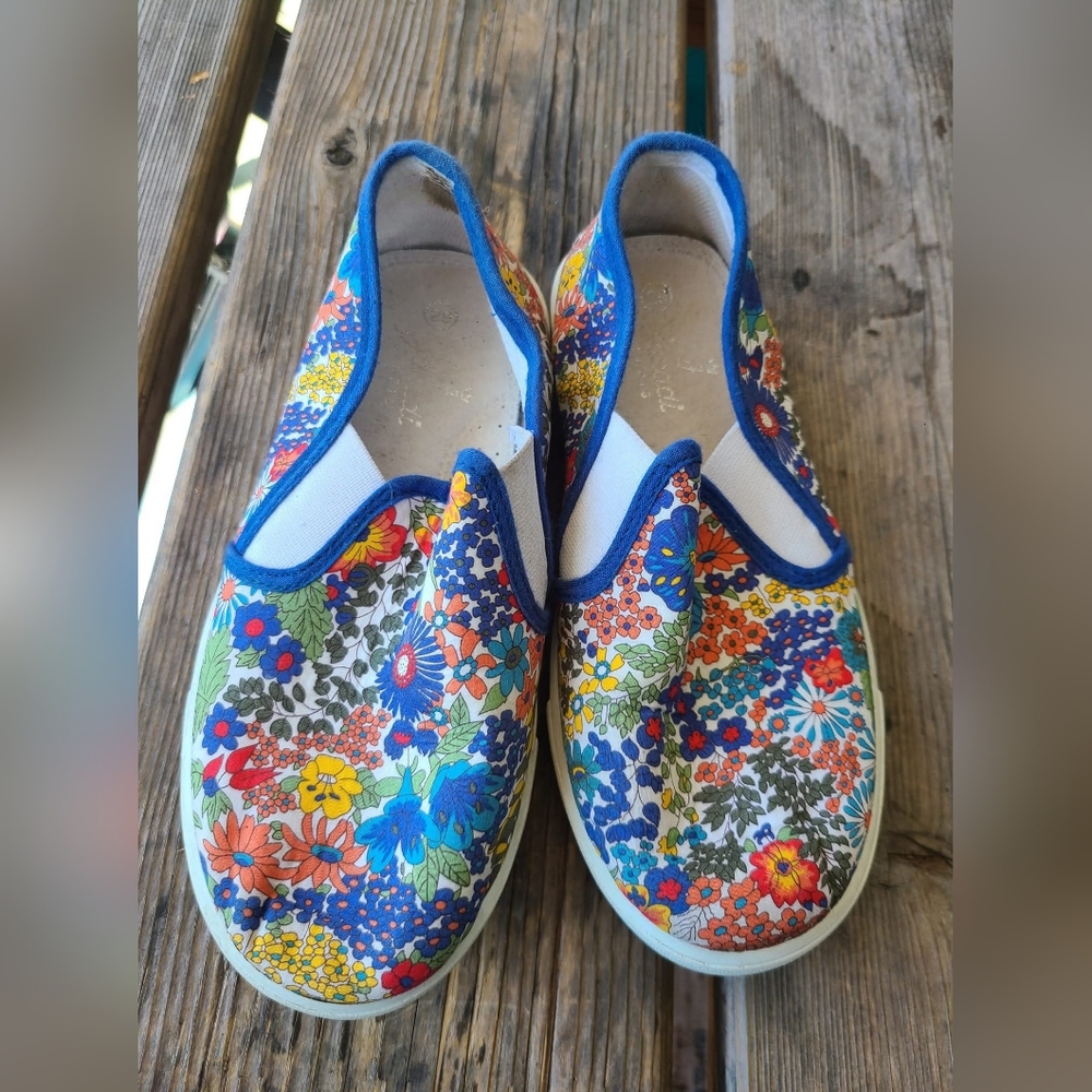 JACADI PARIS SZ 29 / 11C VGUC COLORFUL FLORAL Slip on dex sneakers